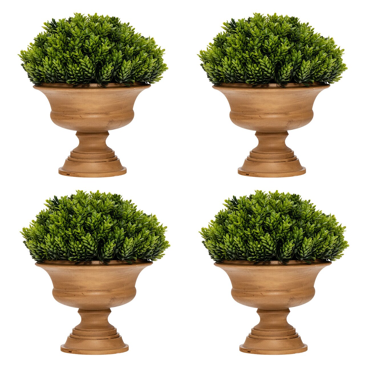 Artificial Mini Potted Plants 4 Pack Faux Decorative Plants Green Brown